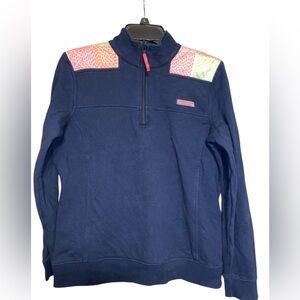 Vineyard Vines Navy Sweatshirt with Vibrant Shoulder Accents